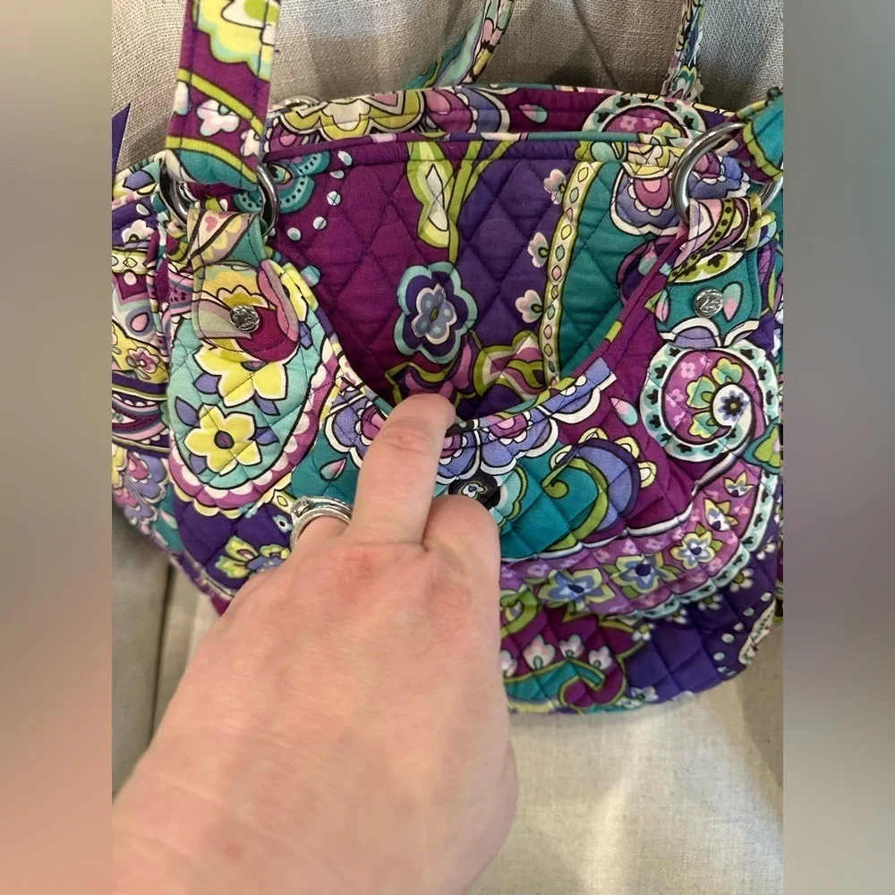 Vera Bradley Glenna Satchel Purse Bag “Heather” Colorful Floral Paisley Pockets